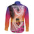 Guam Chamorro Family Matching Long Sleeve Bodycon Dress and Hawaiian Shirt Artsy Latte Stone