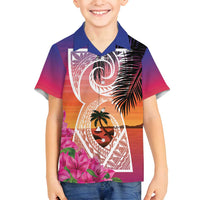 Guam Chamorro Family Matching Long Sleeve Bodycon Dress and Hawaiian Shirt Artsy Latte Stone LT7 Son's Shirt Art - Polynesian Pride
