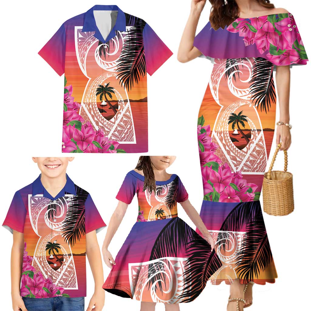 Guam Chamorro Family Matching Mermaid Dress and Hawaiian Shirt Artsy Latte Stone LT7 - Polynesian Pride
