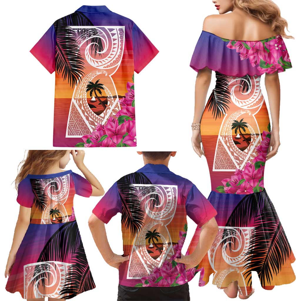 Guam Chamorro Family Matching Mermaid Dress and Hawaiian Shirt Artsy Latte Stone LT7 - Polynesian Pride