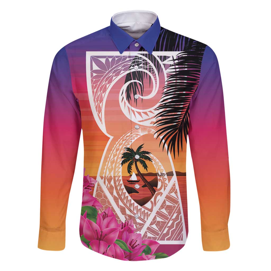 Guam Chamorro Family Matching Mermaid Dress and Hawaiian Shirt Artsy Latte Stone LT7 Dad's Shirt - Long Sleeve Art - Polynesian Pride
