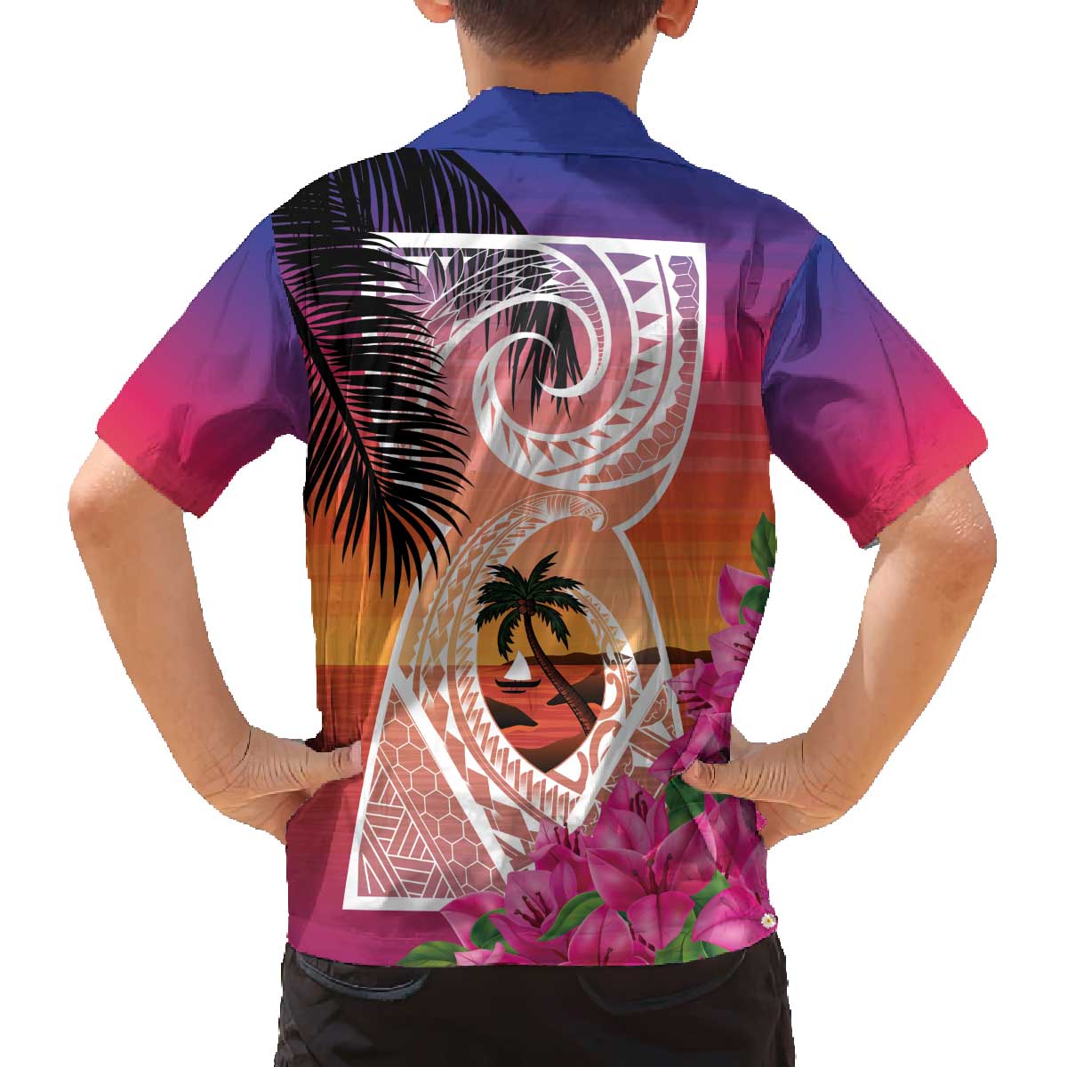 Guam Chamorro Family Matching Off The Shoulder Long Sleeve Dress and Hawaiian Shirt Artsy Latte Stone LT7 - Polynesian Pride
