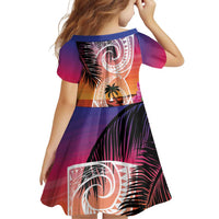 Guam Chamorro Family Matching Off Shoulder Short Dress and Hawaiian Shirt Artsy Latte Stone