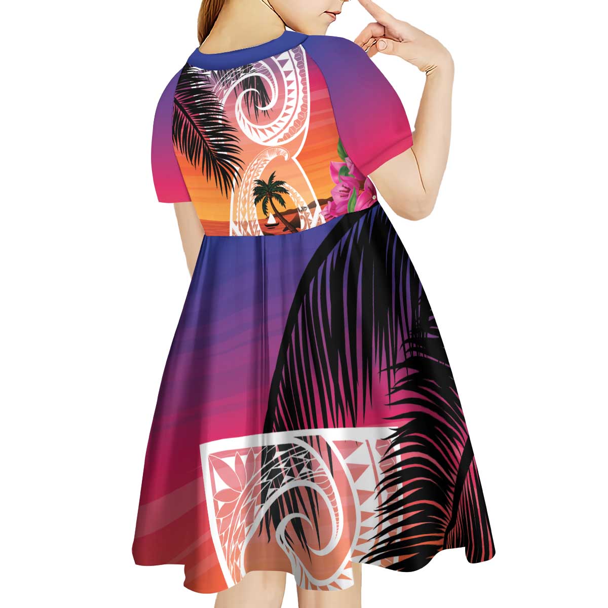 Guam Chamorro Kid Short Sleeve Dress Artsy Latte Stone