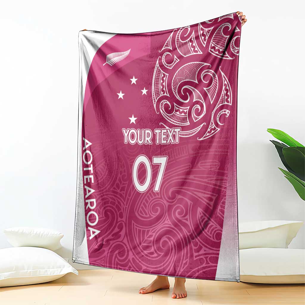 Personalised New Zealand Rugby Blanket Aotearoa Champions - Pink Version