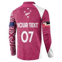 Personalised New Zealand Rugby Button Sweatshirt Aotearoa Champions - Pink Version