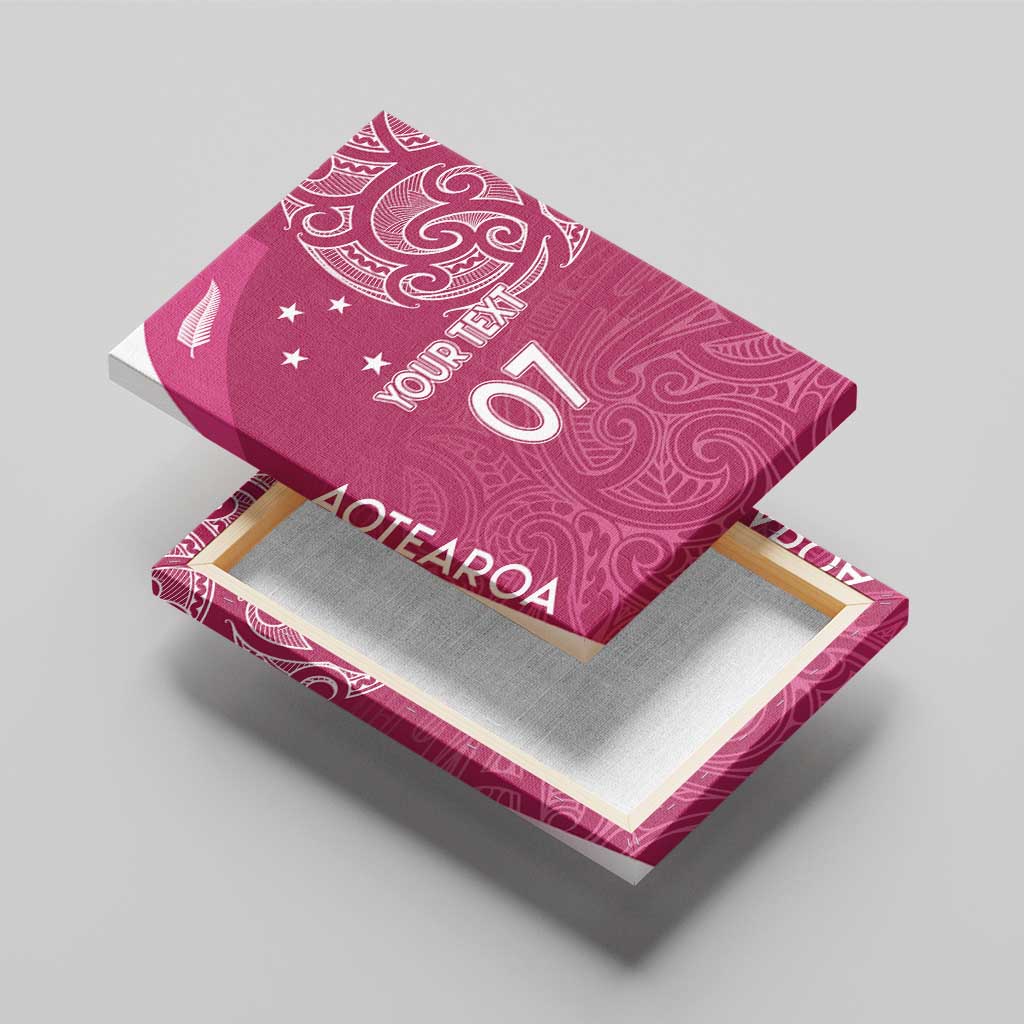 Personalised New Zealand Rugby Canvas Wall Art Aotearoa Champions - Pink Version