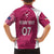 Personalised New Zealand Rugby Family Matching Short Sleeve Bodycon Dress and Hawaiian Shirt Aotearoa Champions - Pink Version