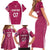 Personalised New Zealand Rugby Family Matching Short Sleeve Bodycon Dress and Hawaiian Shirt Aotearoa Champions - Pink Version