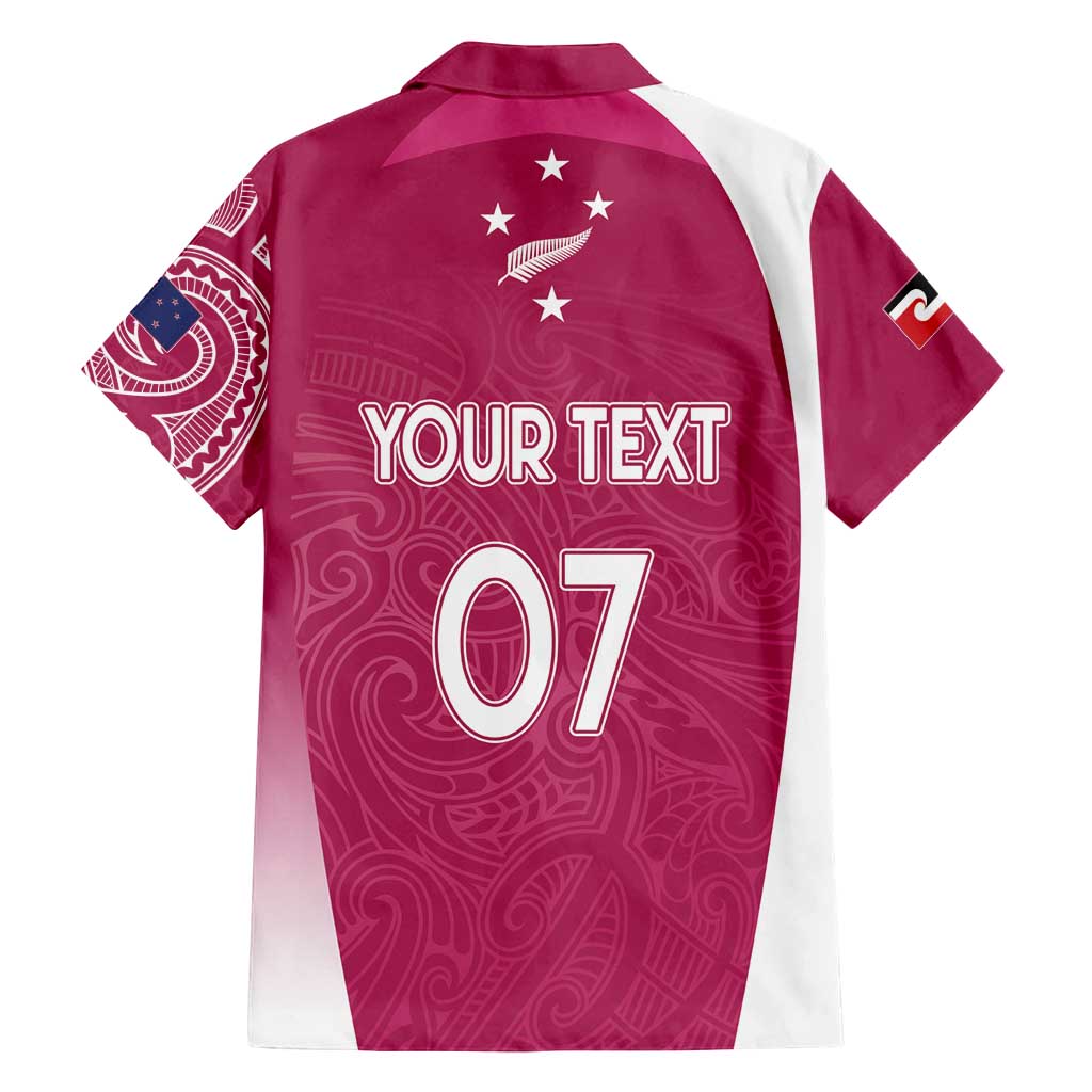 Personalised New Zealand Rugby Family Matching Tank Maxi Dress and Hawaiian Shirt Aotearoa Champions - Pink Version