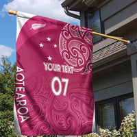 Personalised New Zealand Rugby Garden Flag Aotearoa Champions - Pink Version