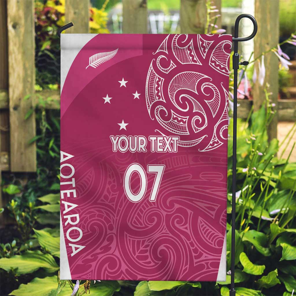 Personalised New Zealand Rugby Garden Flag Aotearoa Champions - Pink Version