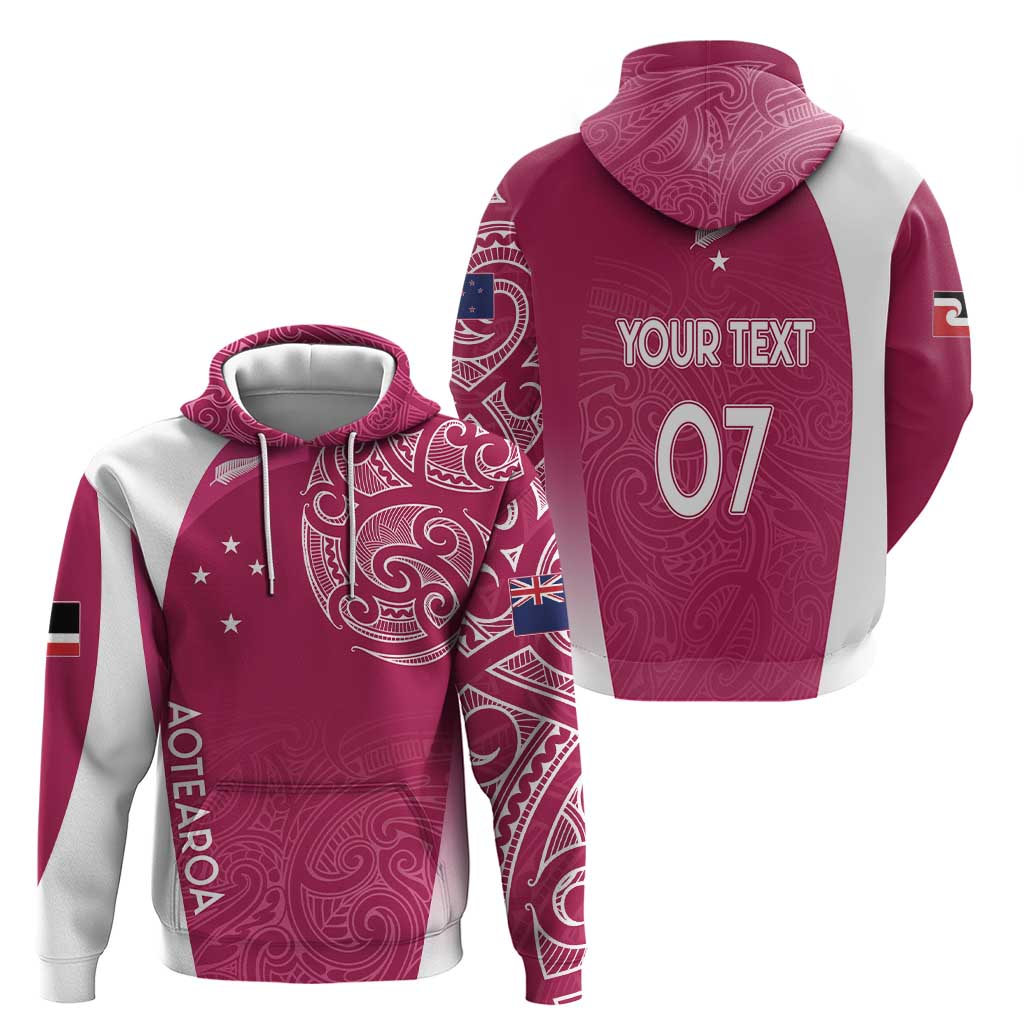 Personalised New Zealand Rugby Hoodie Aotearoa Champions - Pink Version