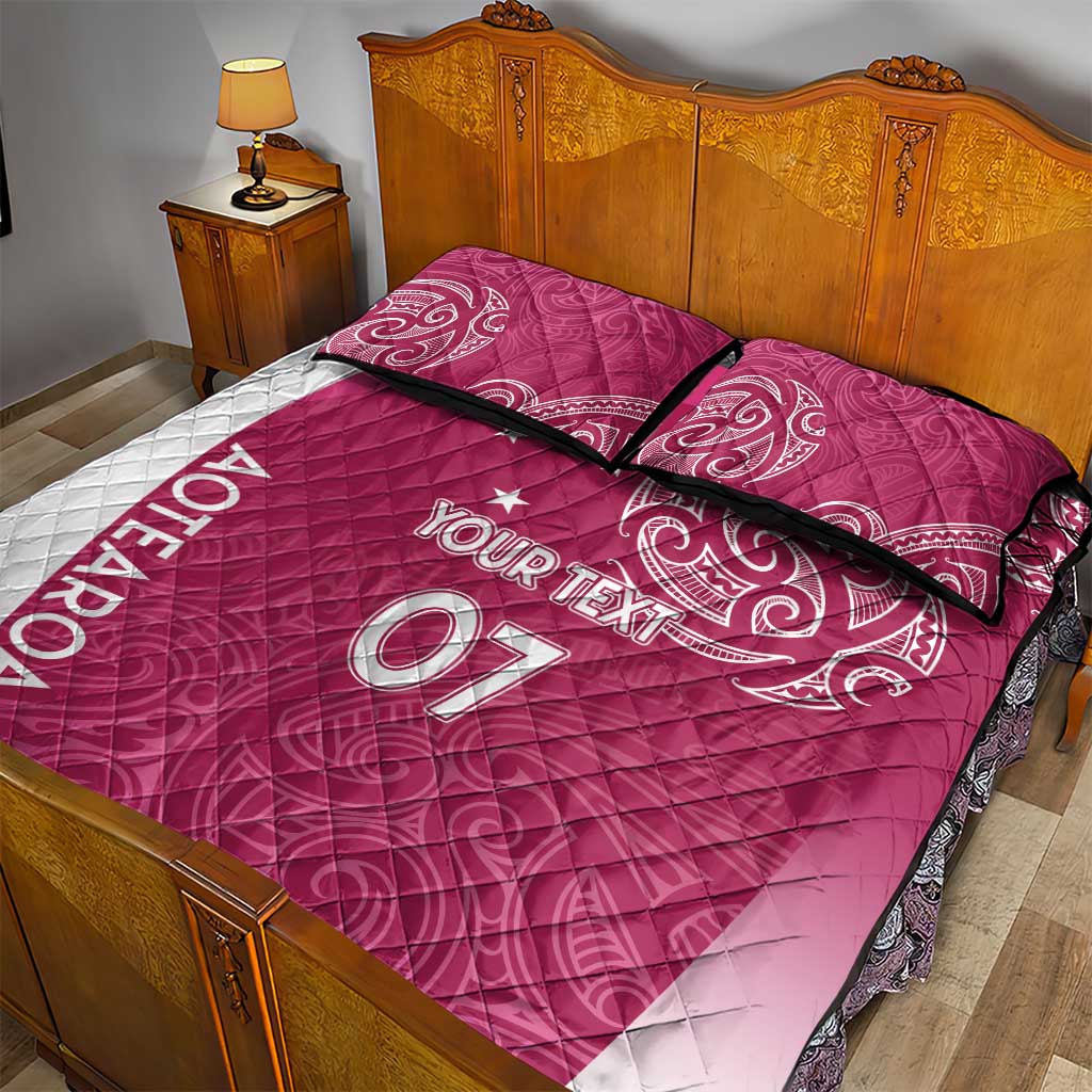Personalised New Zealand Rugby Quilt Bed Set Aotearoa Champions - Pink Version