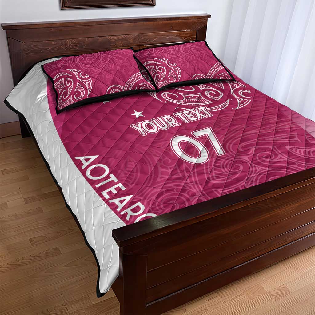 Personalised New Zealand Rugby Quilt Bed Set Aotearoa Champions - Pink Version