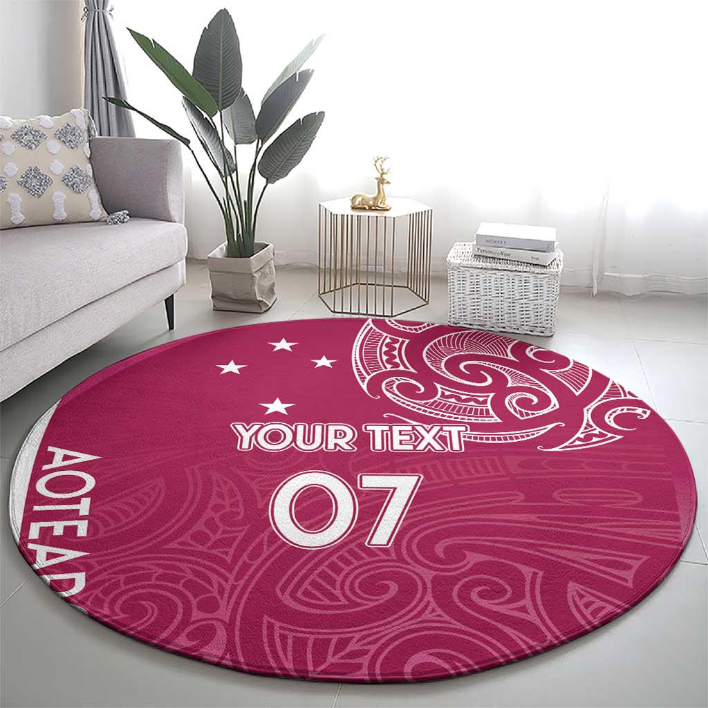 Personalised New Zealand Rugby Round Carpet Aotearoa Champions - Pink Version