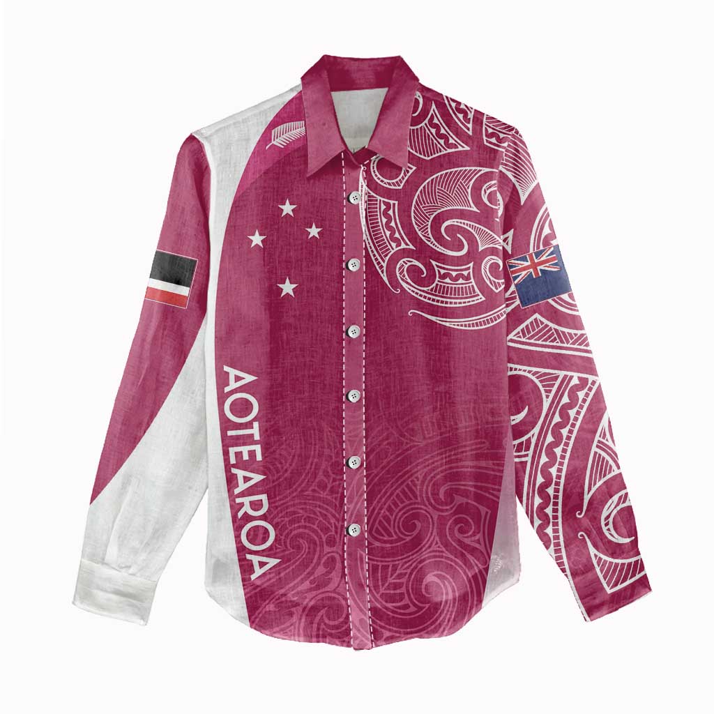 Personalised New Zealand Rugby Women Casual Shirt Aotearoa Champions - Pink Version