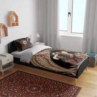 Father's Day Polynesian Pattern Bedding Set Tropical Humpback Whale