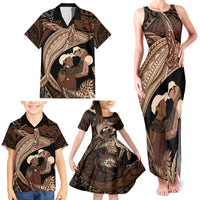 Father's Day Polynesian Pattern Family Matching Tank Maxi Dress and Hawaiian Shirt Tropical Humpback Whale