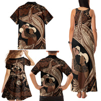 Father's Day Polynesian Pattern Family Matching Tank Maxi Dress and Hawaiian Shirt Tropical Humpback Whale