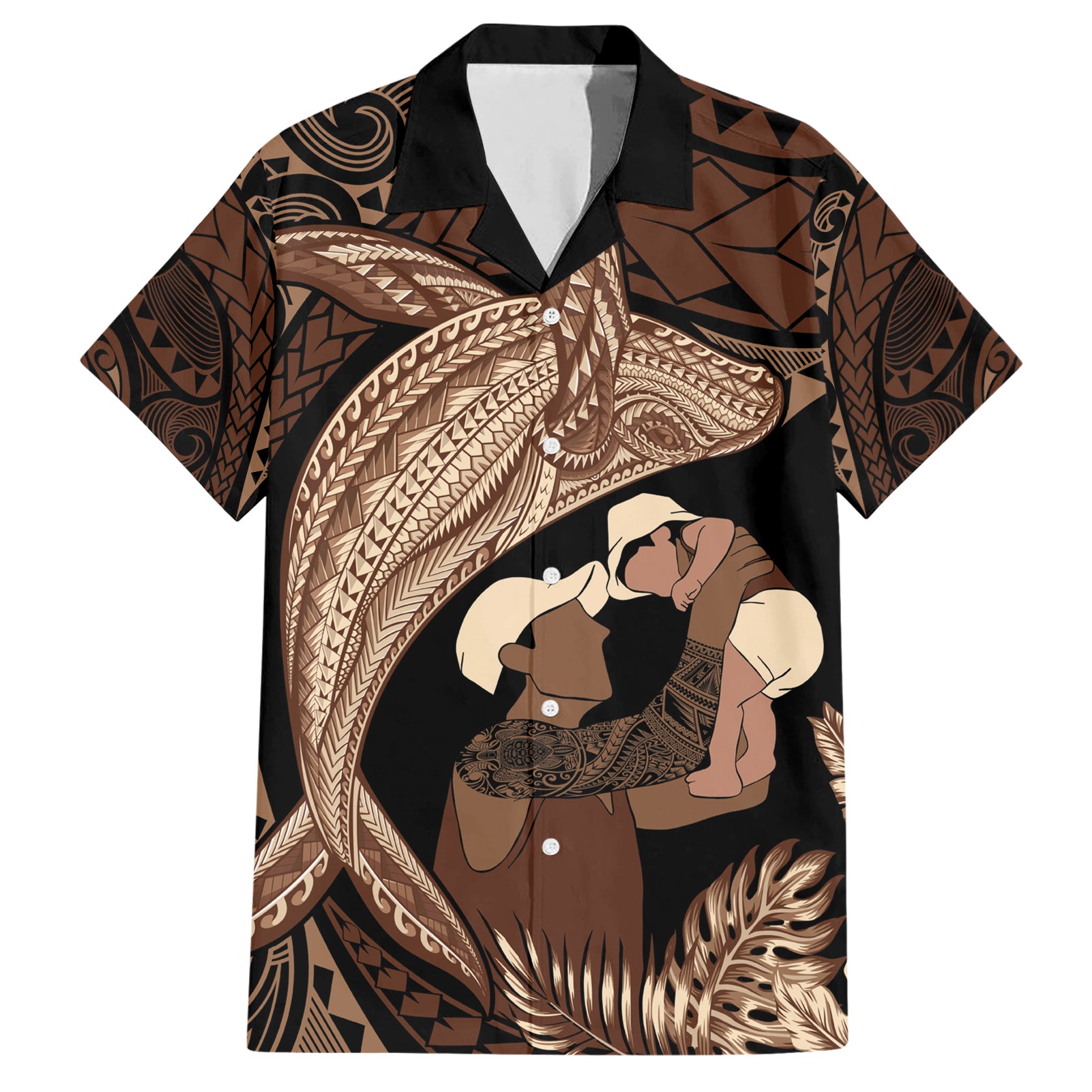 Father's Day Polynesian Pattern Hawaiian Shirt Tropical Humpback Whale