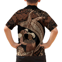 Father's Day Polynesian Pattern Kid Hawaiian Shirt Tropical Humpback Whale