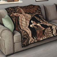 Father's Day Polynesian Pattern Quilt Tropical Humpback Whale