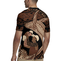 Father's Day Polynesian Pattern Rugby Jersey Tropical Humpback Whale