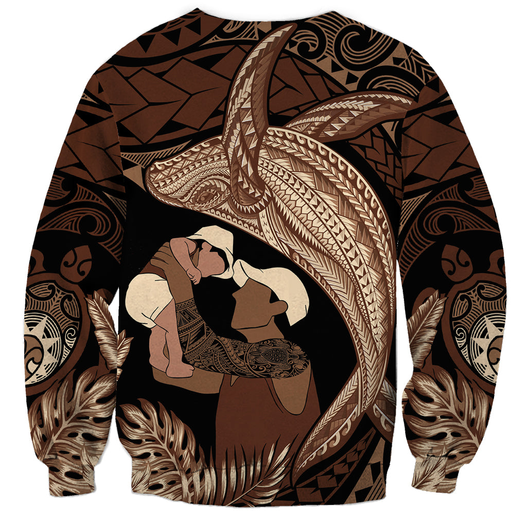 Father's Day Polynesian Pattern Sweatshirt Tropical Humpback Whale