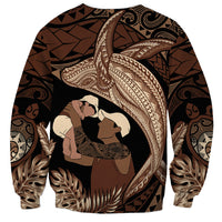 Father's Day Polynesian Pattern Sweatshirt Tropical Humpback Whale