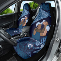 Father's Day Polynesian Pattern Car Seat Cover Tropical Humpback Whale - Navy