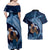 Father's Day Polynesian Pattern Couples Matching Off Shoulder Maxi Dress and Hawaiian Shirt Tropical Humpback Whale - Navy