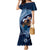 Father's Day Polynesian Pattern Family Matching Mermaid Dress and Hawaiian Shirt Tropical Humpback Whale - Navy
