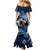 Father's Day Polynesian Pattern Family Matching Mermaid Dress and Hawaiian Shirt Tropical Humpback Whale - Navy