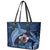 Father's Day Polynesian Pattern Leather Tote Bag Tropical Humpback Whale - Navy