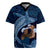 Father's Day Polynesian Pattern Rugby Jersey Tropical Humpback Whale - Navy