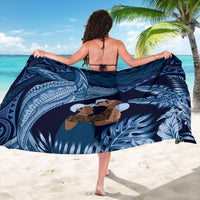 Father's Day Polynesian Pattern Sarong Tropical Humpback Whale - Navy