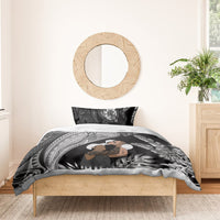 Father's Day Polynesian Pattern Bedding Set Tropical Humpback Whale - Black