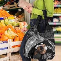 Father's Day Polynesian Pattern Grocery Bag Tropical Humpback Whale - Black