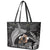 Father's Day Polynesian Pattern Leather Tote Bag Tropical Humpback Whale - Black