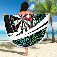 Personalized NZ Darts Beach Blanket Paua Shell Maori Koru Whakairo - Polynesian Pride