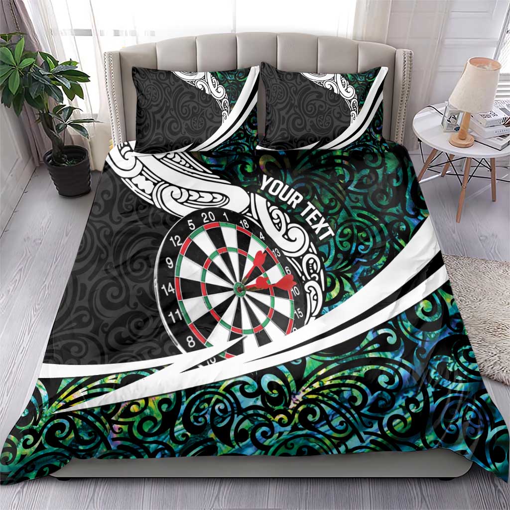 Personalized NZ Darts Bedding Set Paua Shell Maori Koru Whakairo - Polynesian Pride