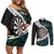 Personalized NZ Darts Couples Matching Off Shoulder Short Dress and Long Sleeve Button Shirt Paua Shell Maori Koru Whakairo - Polynesian Pride