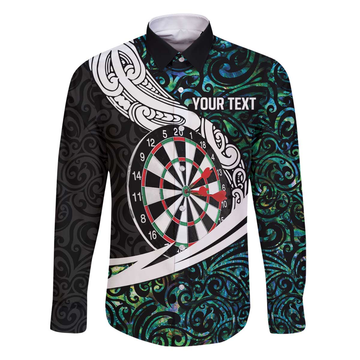 Personalized NZ Darts Family Matching Off The Shoulder Long Sleeve Dress and Hawaiian Shirt Paua Shell Maori Koru Whakairo - Polynesian Pride