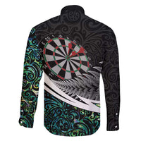 Personalized NZ Darts Family Matching Off Shoulder Maxi Dress and Hawaiian Shirt Paua Shell Maori Koru Whakairo - Polynesian Pride