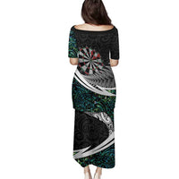 Personalized NZ Darts Family Matching Puletasi and Hawaiian Shirt Paua Shell Maori Koru Whakairo - Polynesian Pride