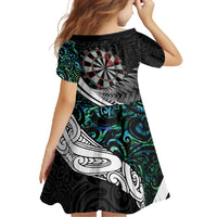 Personalized NZ Darts Family Matching Short Sleeve Bodycon Dress and Hawaiian Shirt Paua Shell Maori Koru Whakairo - Polynesian Pride