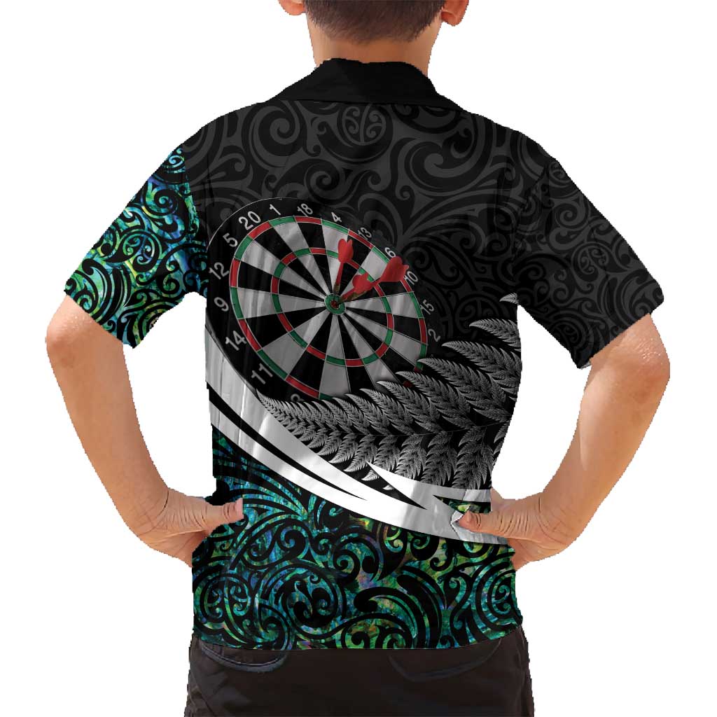 Personalized NZ Darts Family Matching Tank Maxi Dress and Hawaiian Shirt Paua Shell Maori Koru Whakairo - Polynesian Pride