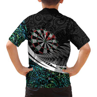 Personalized NZ Darts Family Matching Tank Maxi Dress and Hawaiian Shirt Paua Shell Maori Koru Whakairo - Polynesian Pride