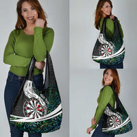 Personalized NZ Darts Grocery Bag Paua Shell Maori Koru Whakairo - Polynesian Pride